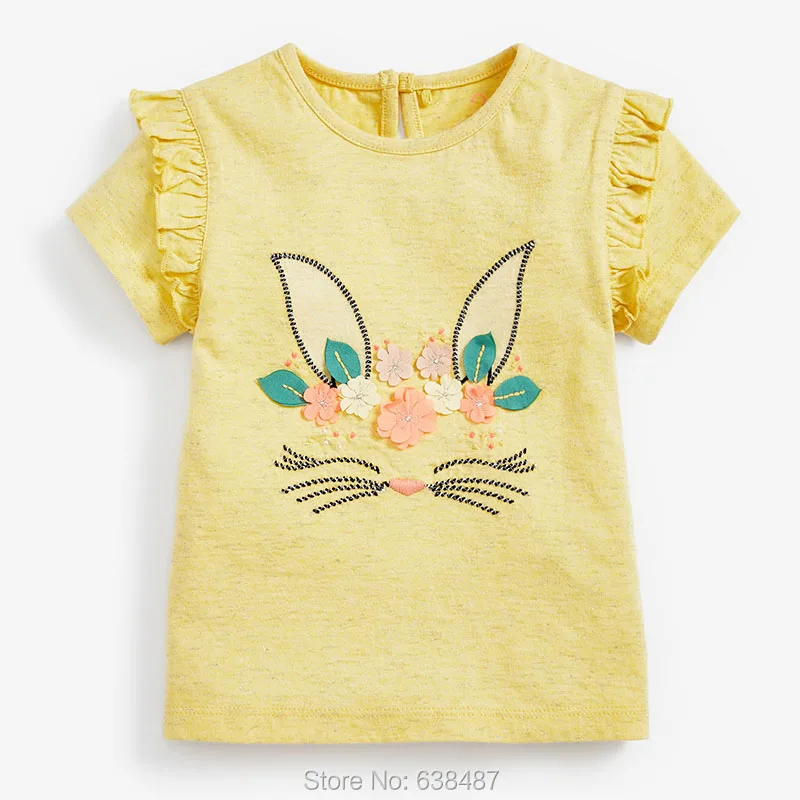 Детская одежда из 100% чесаного хлопка для девочек брендовая белая футболка с