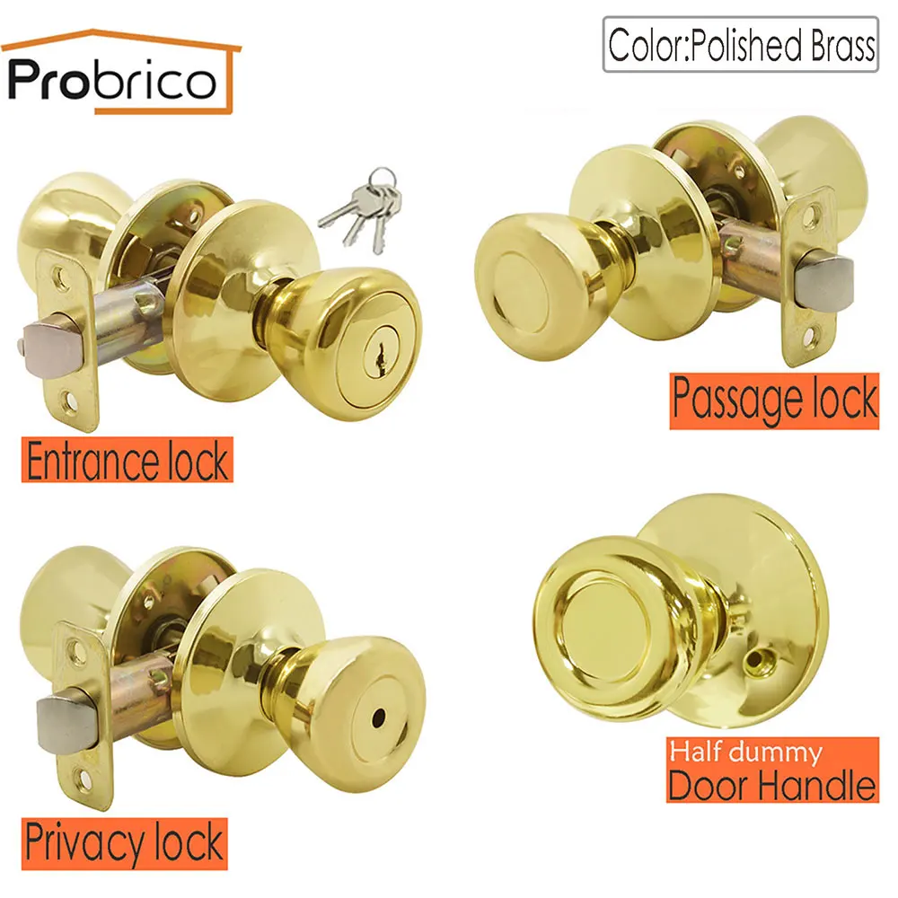 Золотые латунные дверные ручки Probrico для замка межкомнатных дверей передних и