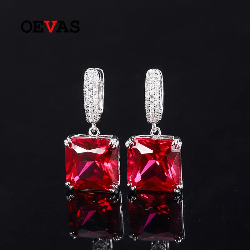 Серьги-подвески женские из серебра 100% пробы с изумрудом, 12 х12 мм