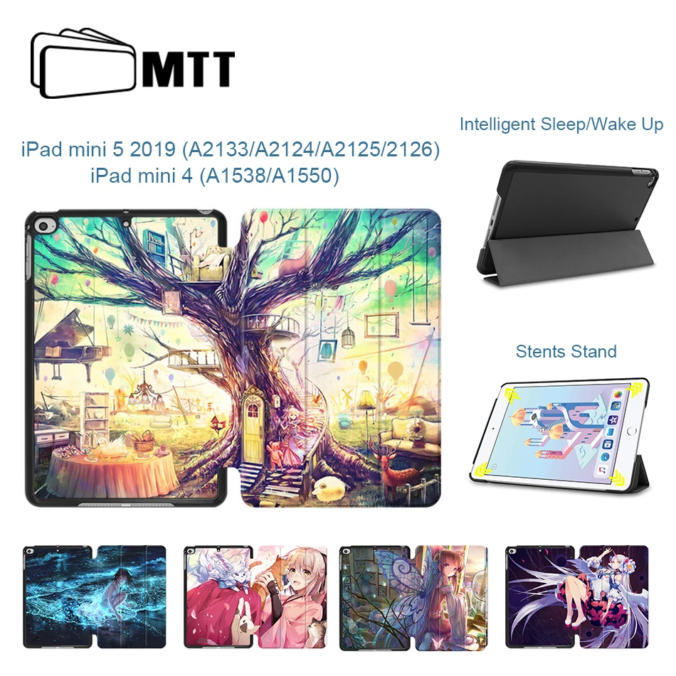 MTT чехол для iPad Mini 5, тонкий чехол из искусственной кожи с откидной крышкой и подставкой для iPad Mini 4, 7,9 дюймов, чехол для планшета с рисунком аниме