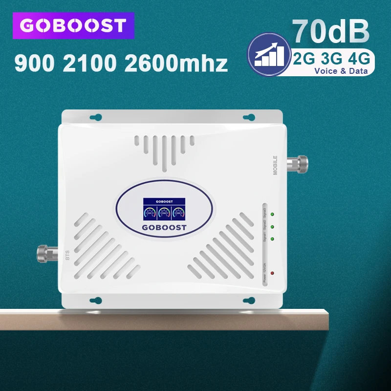 Мобильный усилитель сигнала 2G 3G 4G трехполосный Усилитель сотового GSM 900 2100 2600 WCDMA