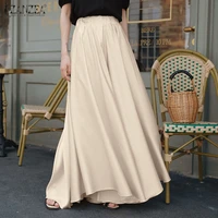 stylish solid wide leg pants women spring trousers zanzea 2021 casual elastic waist long pantalon female solid turnip