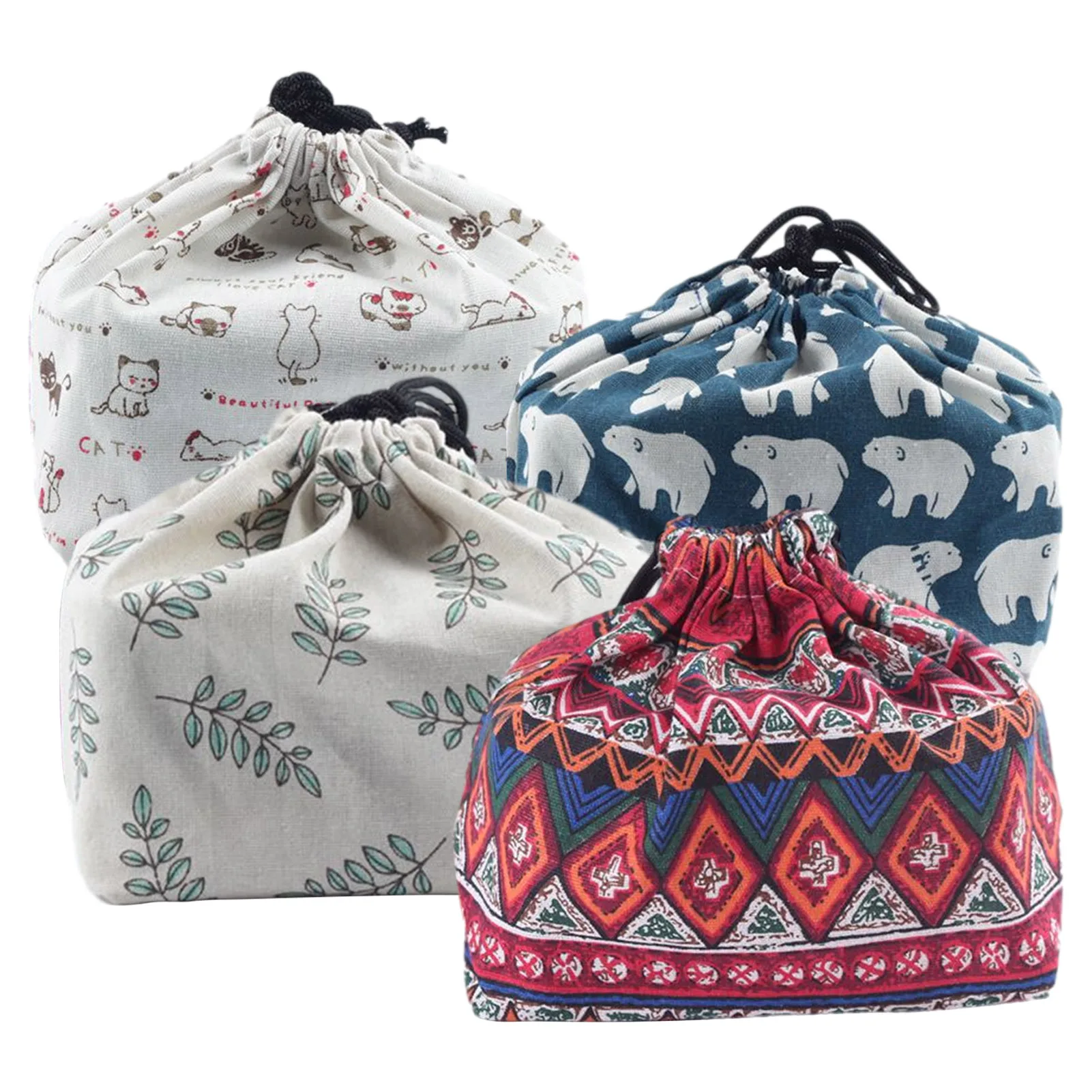 

Portable Lunch Box Bag Japanese Style Drawstring Lunch Bag Bento Tote Pouch Children Storage Box Travel Tableware Gorgeous