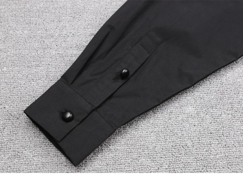 

IEFB High Quality Men's Medium And Long Shirt Black Off Shoulder Fashion Cool Three-dimensional Drawstring Design Blouse 9Y5754