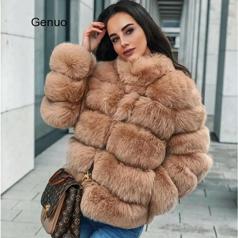 Шуба из искусственного лисьего меха роскошная женская куртка зимняя Роскошная