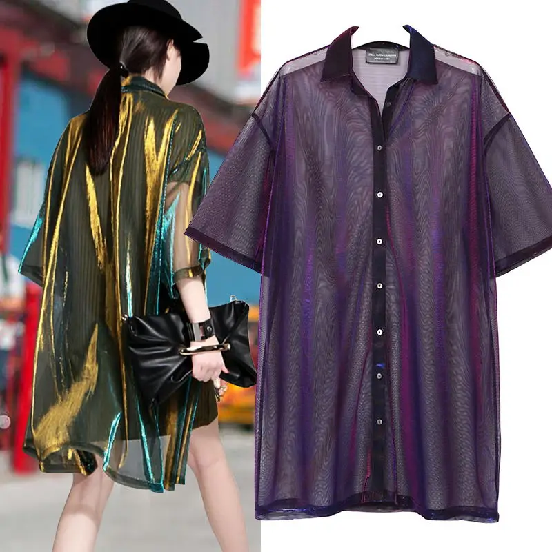 

Новинка весна-лето 2020 женский прозрачный Тренч в европейском национальном стиле кимоно с вырезами F1361