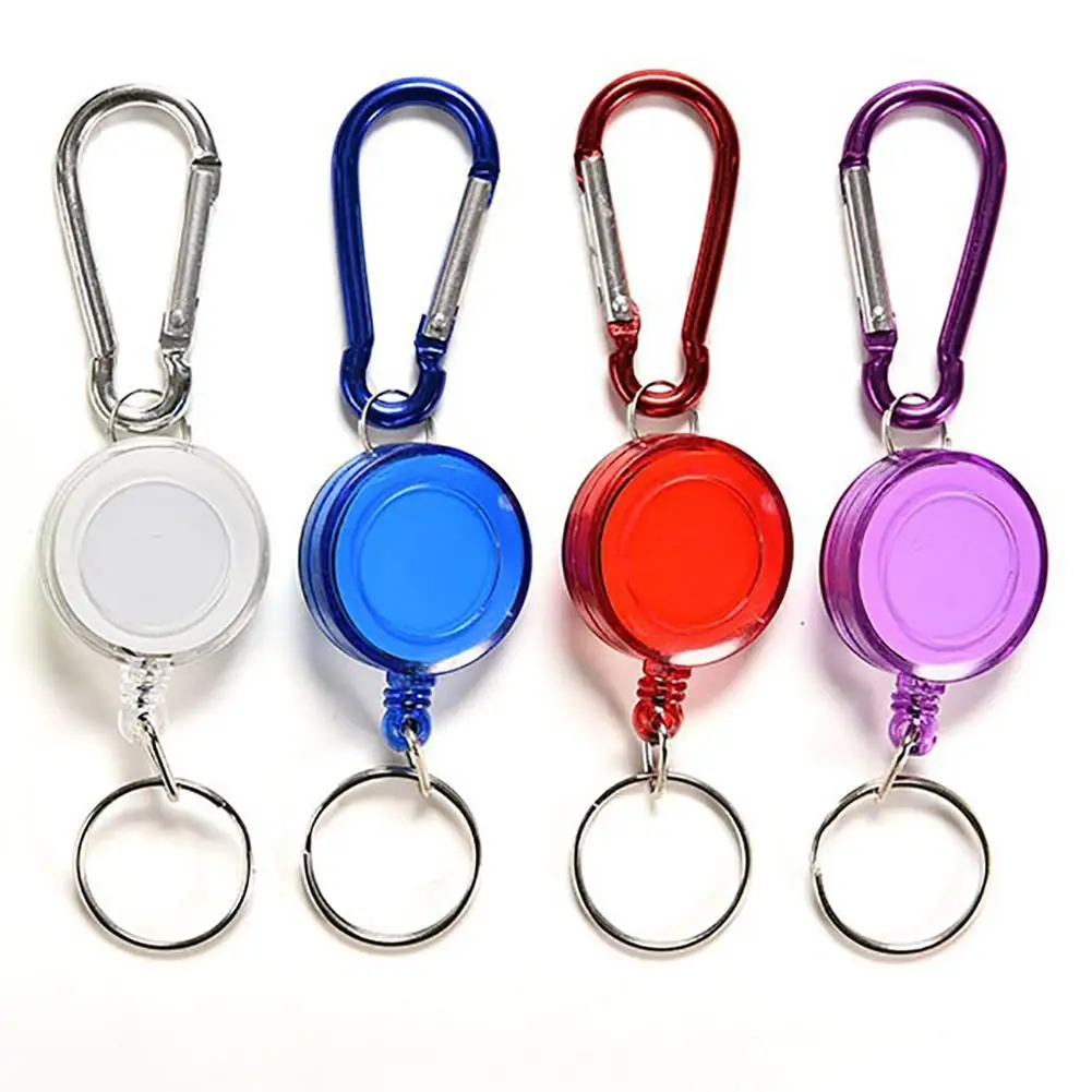 

Retractable Ski Pass ID Card Badge Reel Holder Carabiner Recoil Key Chain Ring camping Outdoor Tools