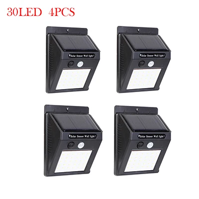 1-4 года шт. 20 Вт, 30 Вт, 100 СИД солнечный светильник водонепроницаемый движения Сенсор солнечное садовое освещение, уличный светильник Сенсор солнечный светильник дорогах общего пользования ночь лампочки - Испускаемый цвет: 30led 4PCS