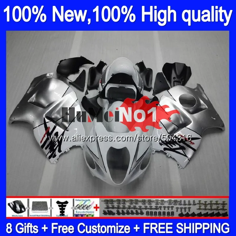 

Body For SUZUKI Hayabusa GSXR-1300 GSXR 1300 27MC.3 GSXR1300 1996 1997 1998 1999 2000 2001 96 97 98 99 01 Silver white Fairing