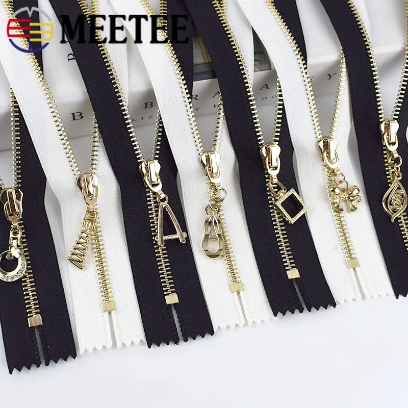 Meetee 10/20 шт. 20 см 5 # металлическая закрывающаяся молния с золотыми зубьями