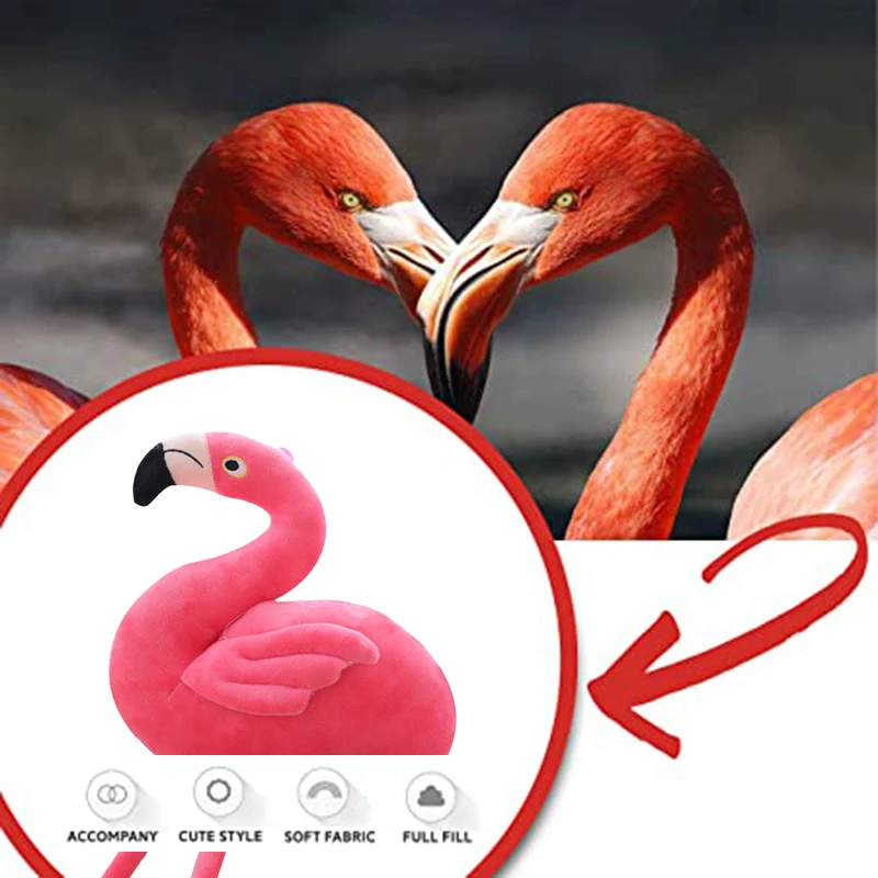 Мягкая плюшевая игрушка-подушка в виде розового фламинго декоративная