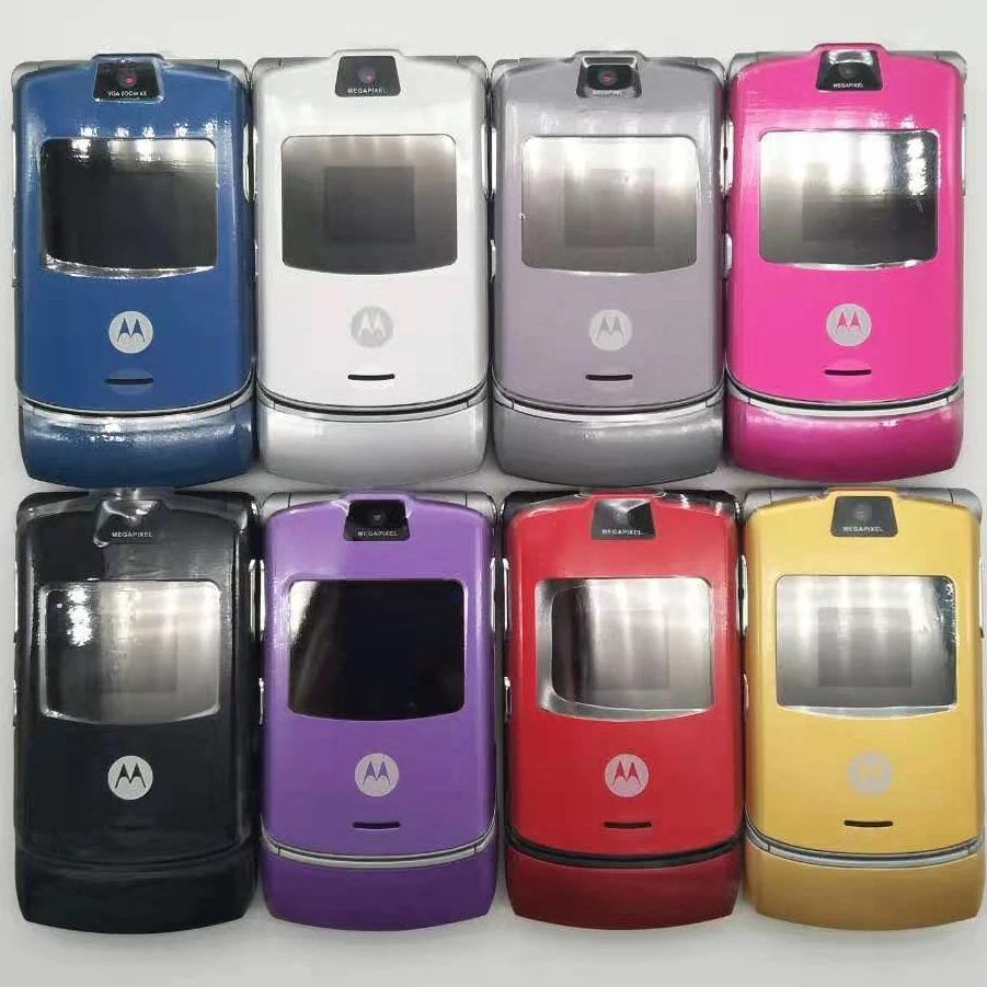 motorola v3 refurbished original unlocked good quality flip phone gsm quad band mobile phone one year warranty free shipping free global shipping