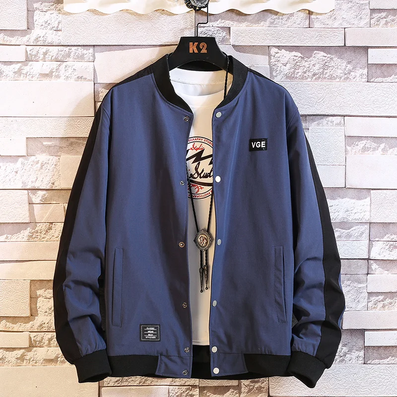 Мужская куртка-бомбер повседневная приталенная бейсбольная куртка уличная