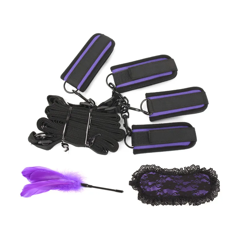 Черная Фиолетовая лента губчатые манжеты под кроватью фиксаторы бондаж с