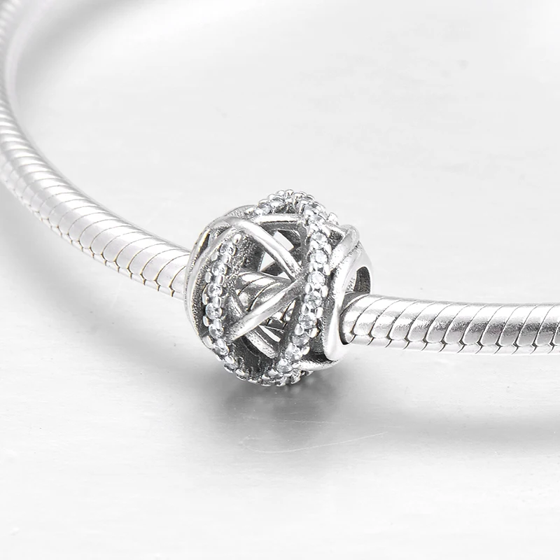 Круглая ажурная бижутерия из стерлингового серебра 925 пробы в виде полоски |