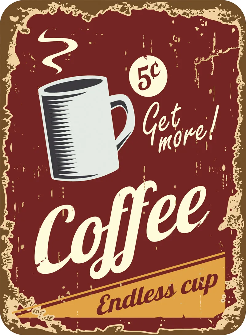 

Drinks Industrial Decor Coffee Signs Vintage Metal Plate House Decoration Welcome Sign in Home Decor Teen Room Decoration Garage