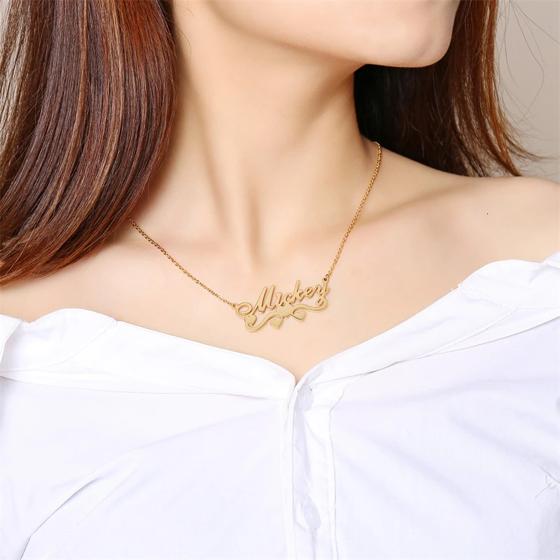 Vnox сердце значок ожерелье на заказ начальные слова Чокеры для женщин ювелирные