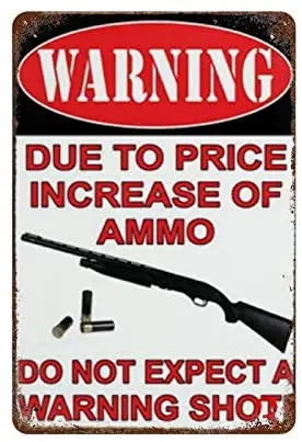 

Warning with Gun Tin Sign Wall Retro Metal Bar Pub Poster Metal 12x8 Inches