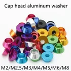 Шайба алюминиевая конусная, 4-10 шт.лот, m2, 5, 5 M3, M4, M5, M6, из алюминиевого сплава, с шестигранной головкой, прокладка, шайба для запчастей RC