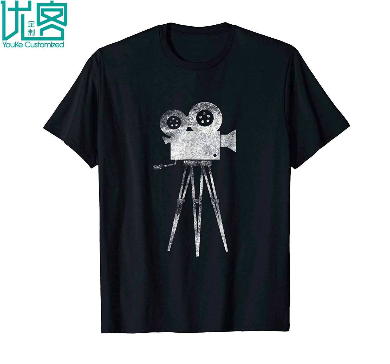 Летняя мужская футболка с коротким рукавом в стиле ретро камерой кинотеатром