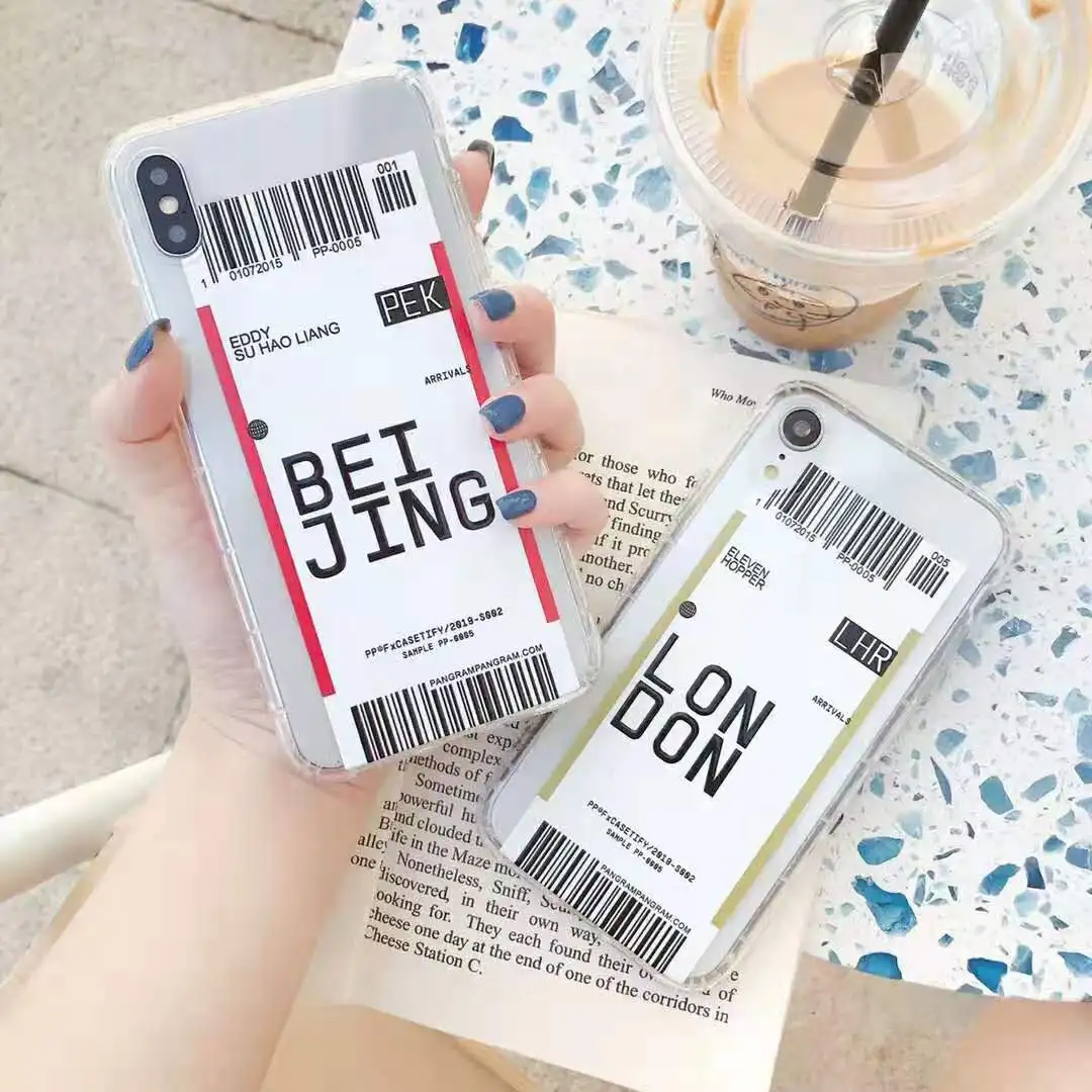 US City Label Bar code new York Phone Case For iPhone 11 Pro Xs MAX XR X 6 6s 7 8 plus Simple letter Clear soft silicon Cover |