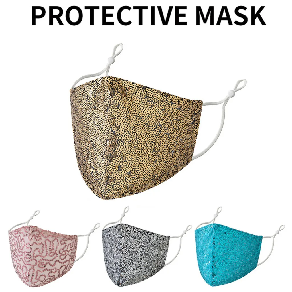 

6PCS Fashion PM2.5 Outdoor Mouth Mask Washable Reuse Face Mask Sequins Mask Reusable Breathable Masks Protection Dustproof Mask