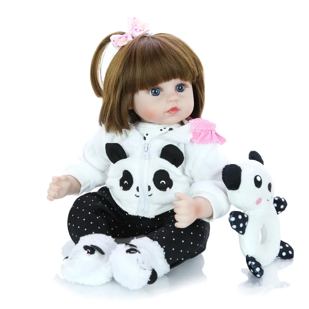 KEIUMI 18 ''новорожденный силиконовый Menina Reborn Baby Doll Милый Панда мультфильм Bebê день детей подарки с 3 шт. заколки для волос