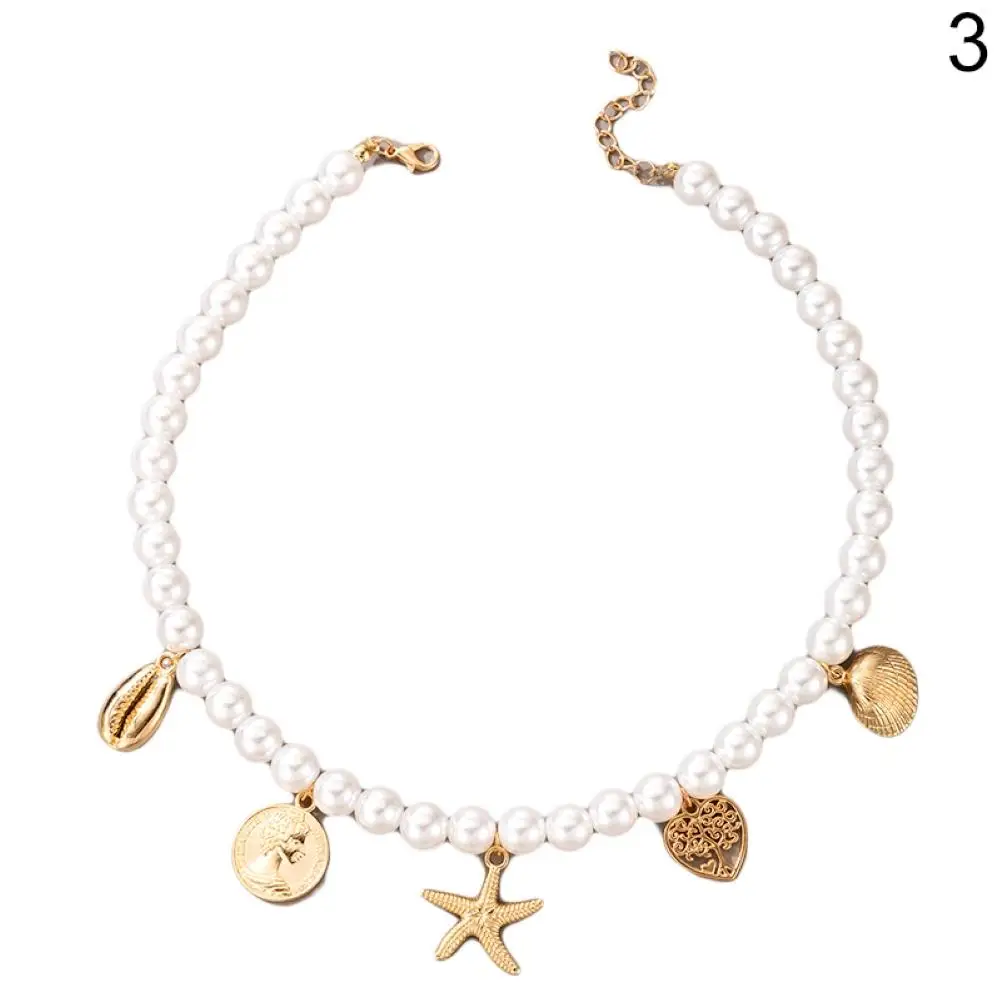 Женское Ожерелье с искусственным жемчугом украшение в ретро стиле подвеской