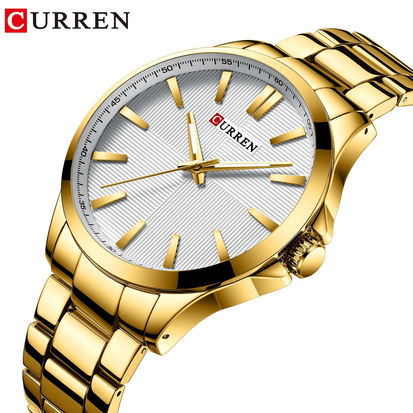 

CURREN Gold Mens Watches Waterproof Stainless Steel Mens Quartz Wristwatch Business Clock Relogio Montre Sport Homme