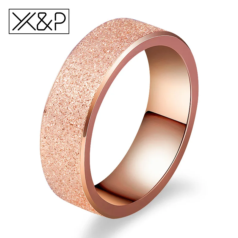 X& P модный Шарм розовое золото матовый палец кольца для мужчин и женщин свадебные высокое качество кольцо из нержавеющей стали 316L ювелирные изделия никогда не выцветает - Цвет основного камня: 6MM