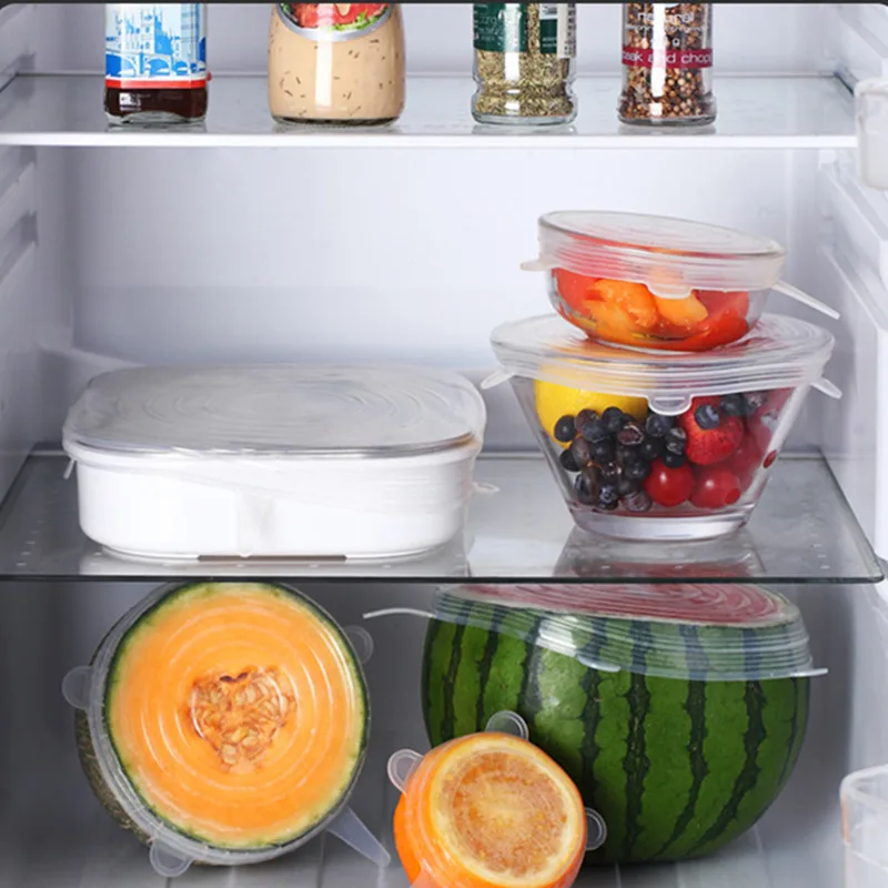 Многоразовые Чехлы для сохранения свежести 6 шт. универсальные силиконовые