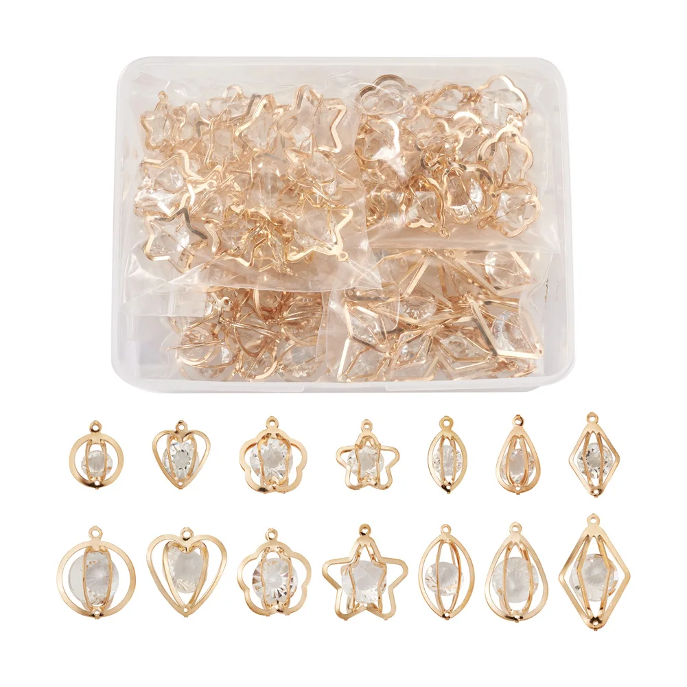 114Pcs/Box 2021 New Alloy Pendants With Crystal Rhinestones Pendants Charms For Necklace Earring Dangles DIY Jewelry Making