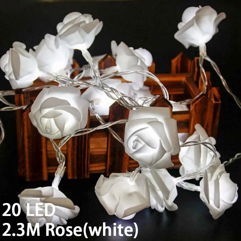 White rose 20 ротанговый шар светодиодный гирлянда сказочные огни Рождественская елка украшения Рождественский Декор теплое белое светодиодное освещение Декор год - Цвет: White rose