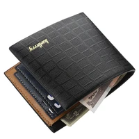 mens casual leather wallet crocodile pattern soft leather simple money clip slim three fold coin purse card holder