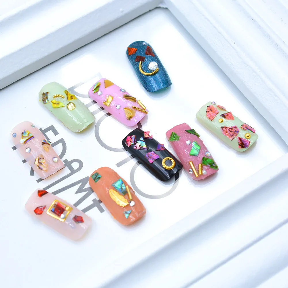 

1Pc Shell Nail Sticker Colorful Seashell Patch Nail Art Self-Adhesive Stickers Iridescent Glitter Natural Abalone Foil Tips