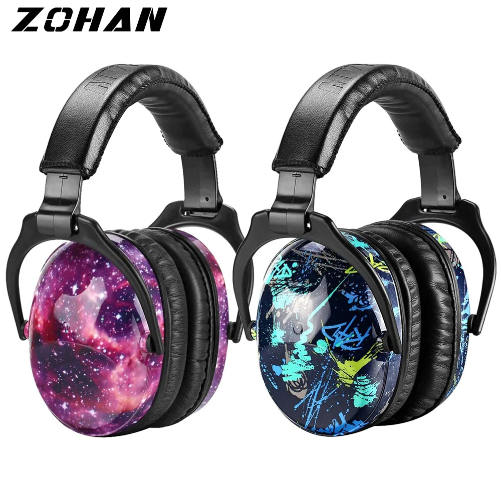 

ZOHAN Children noise reduction earmuffs ear protection Hearing Protectors Adjustable Safety Ear Muffs cartoon for kid NRR22db