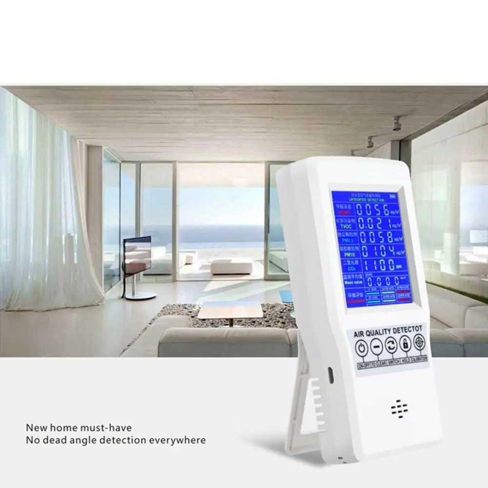 Цифровой ЖК-детектор формальдегида HCHO/TVOC/CO2/PM2.5/PM10 тестер AQI монитор качества воздуха анализатор газа