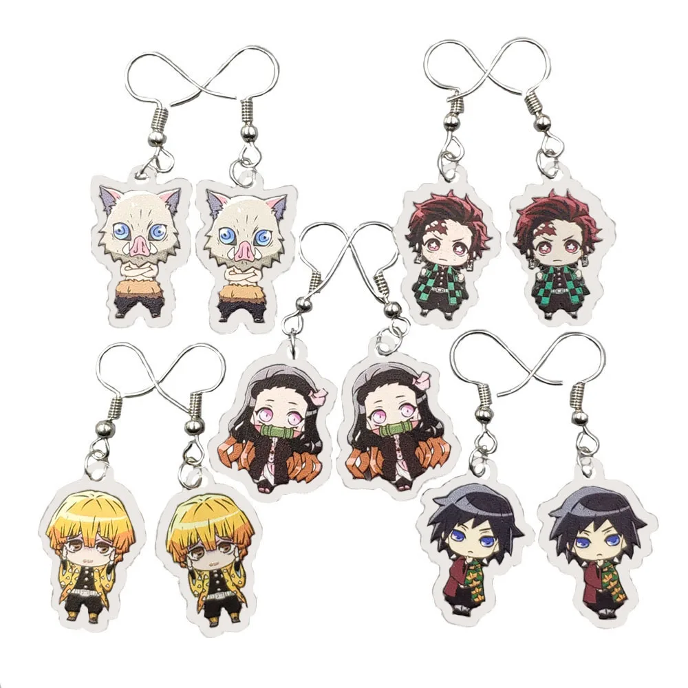 

5 In 1 Acrylic Hot Anime Demon Slayer Drop Earrings Ear Pendants Eardrop Cosplay Jewelry Party Holiday Sister Classmate Gift