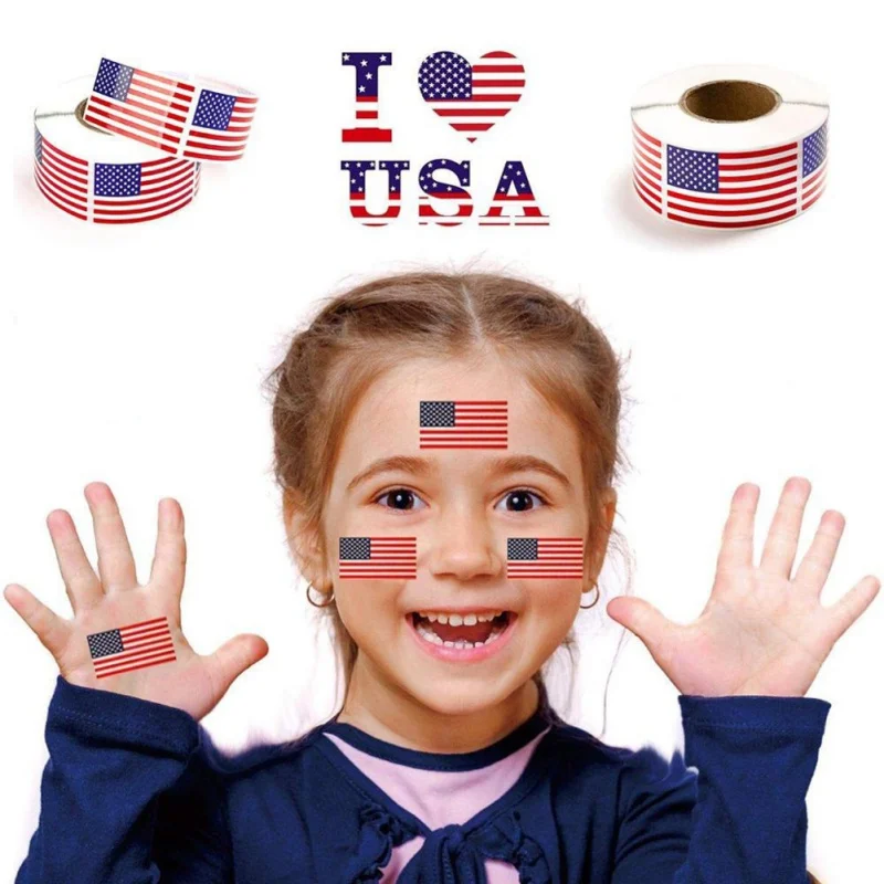 250 шт/рулон наклейки с американским флагом патриотические для вечерние украшения