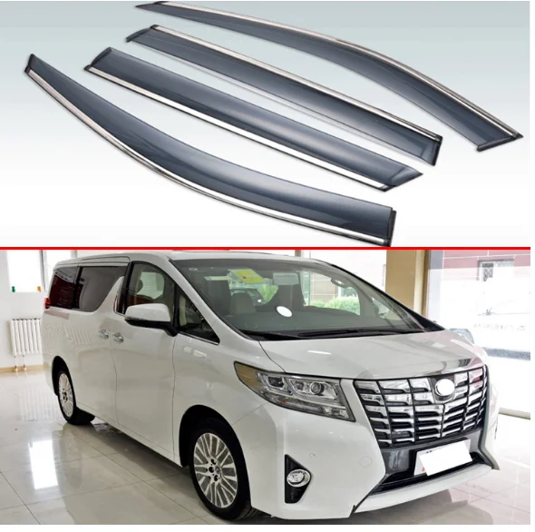 

For Toyota Alphard Vellfire 2015 2016 2017 2018 Plastic Exterior Visor Vent Shades Window Sun Rain Guard Deflector 4pcs