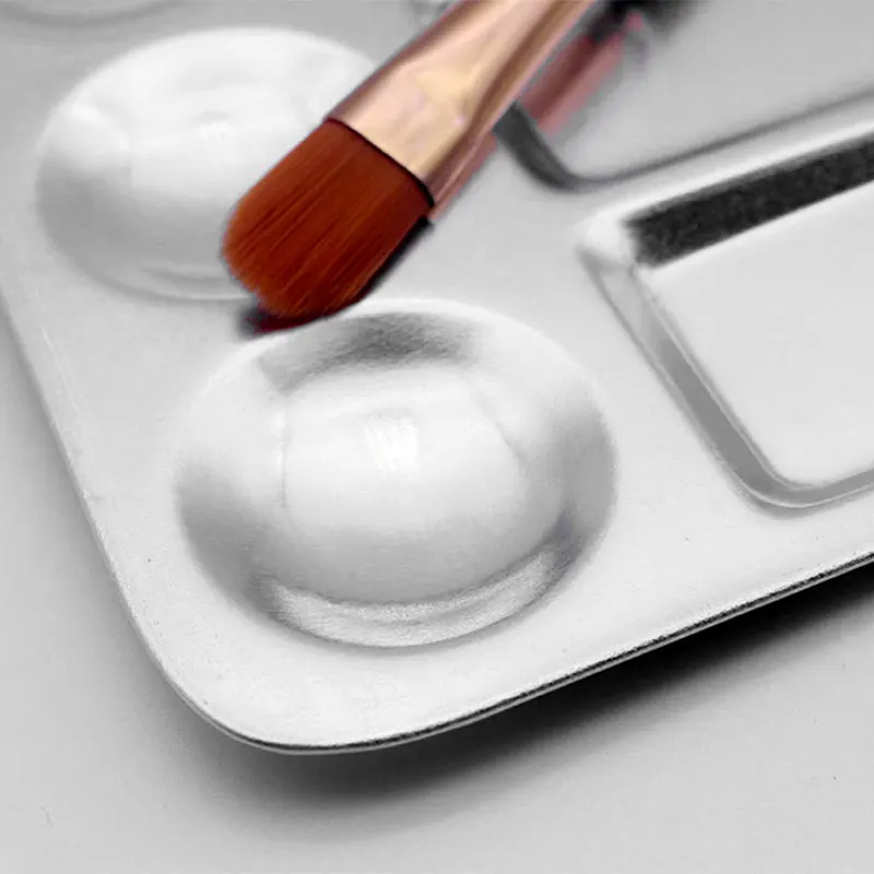 

Aluminum Palette Rectangle Round Shape Multifunction Artist Gouache Watercolor Acrylic Art Oil Painting Tool Color Mixing Tray