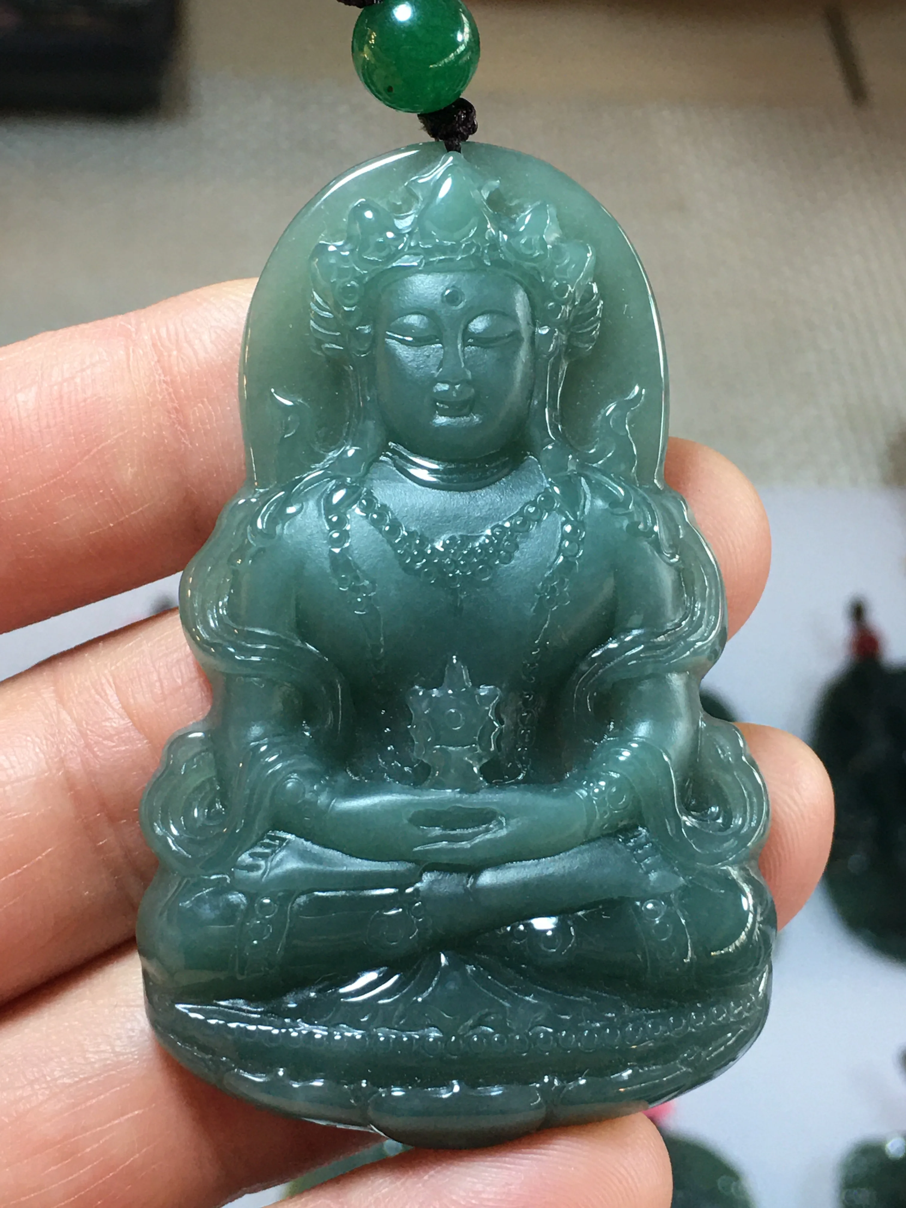 

Real 7A Myanmar jade Hand-Carved jade guan yin emperor green jade pendant jade necklace pendants jewelry jade necklaces woman