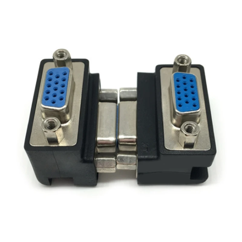 

Small and Portable Right Angle VGA 15 Female to 15 Female 90 Adapter Used for LCD Display Testing Black PVC+Metal