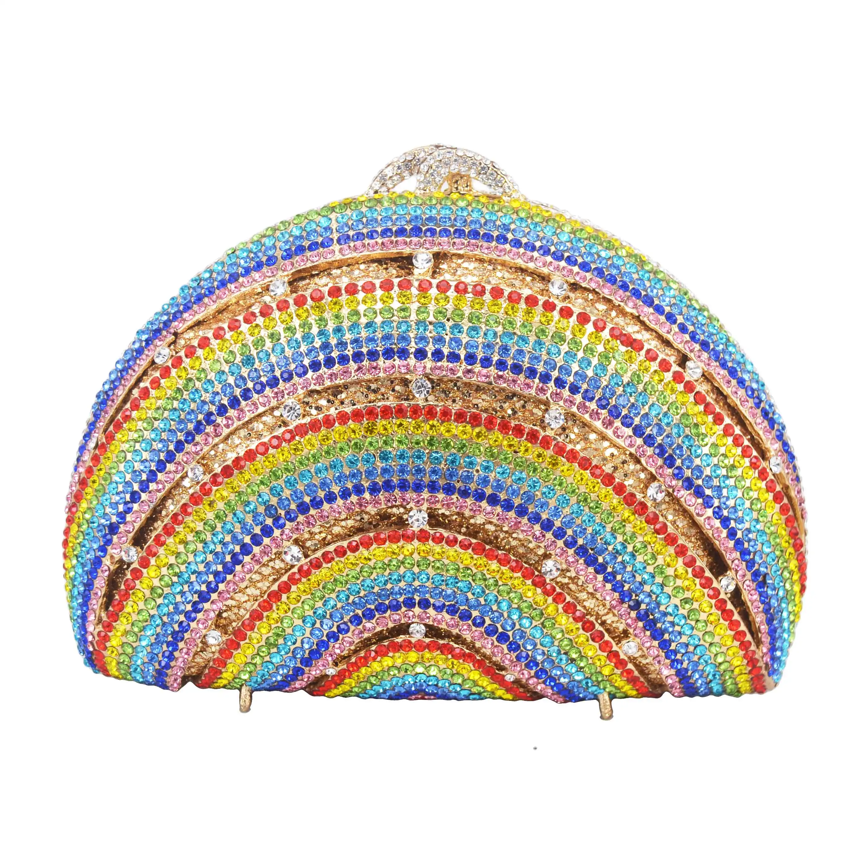 Shell Designer rainbow Crystal Evening Bags Party Purse Wedding Clutch Bags Female Handbags SC989