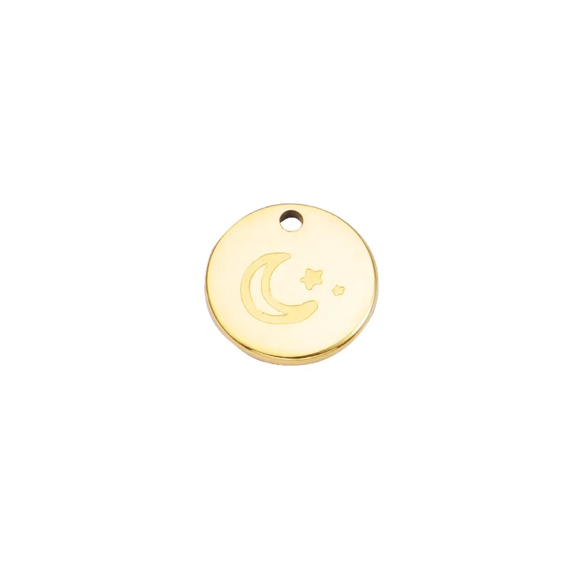 5 шт./лот круглые углы гравировка Луны звезды подвески зеркальная полированная