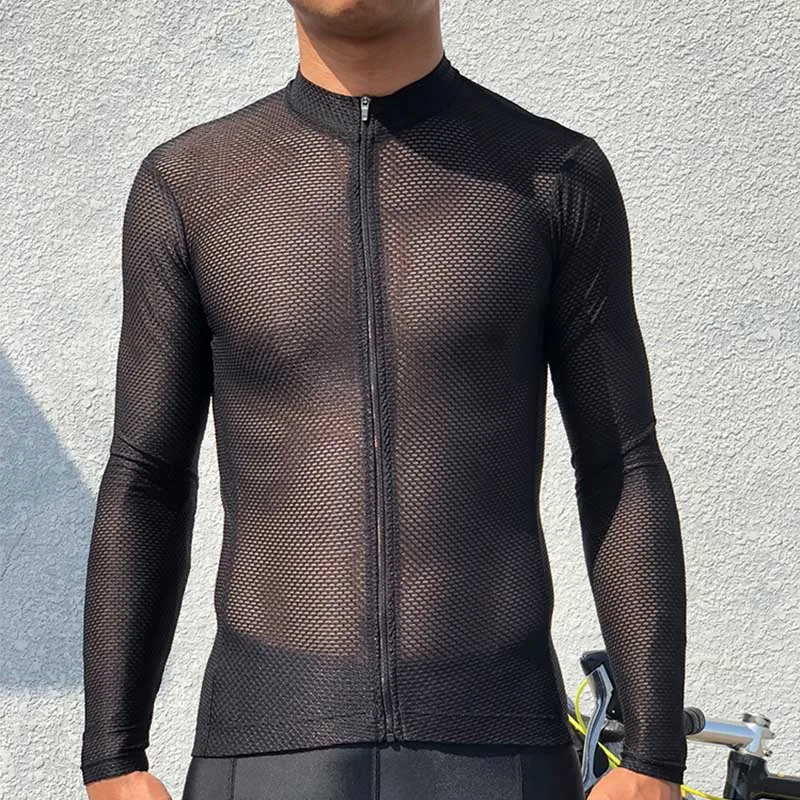 ZERAY полый длинный рукав Meshcycling Джерси мужская летняя Mtb дорожный велосипед одежда