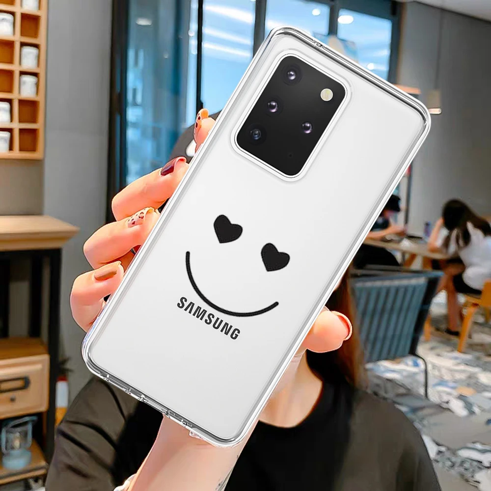 

Hot Fashion Simple Smile Face Couple Phone Case For Samsung Galaxy S7 Edge S8 S9 S10 Lite S10e S20 Plus Ultra cover funda etui
