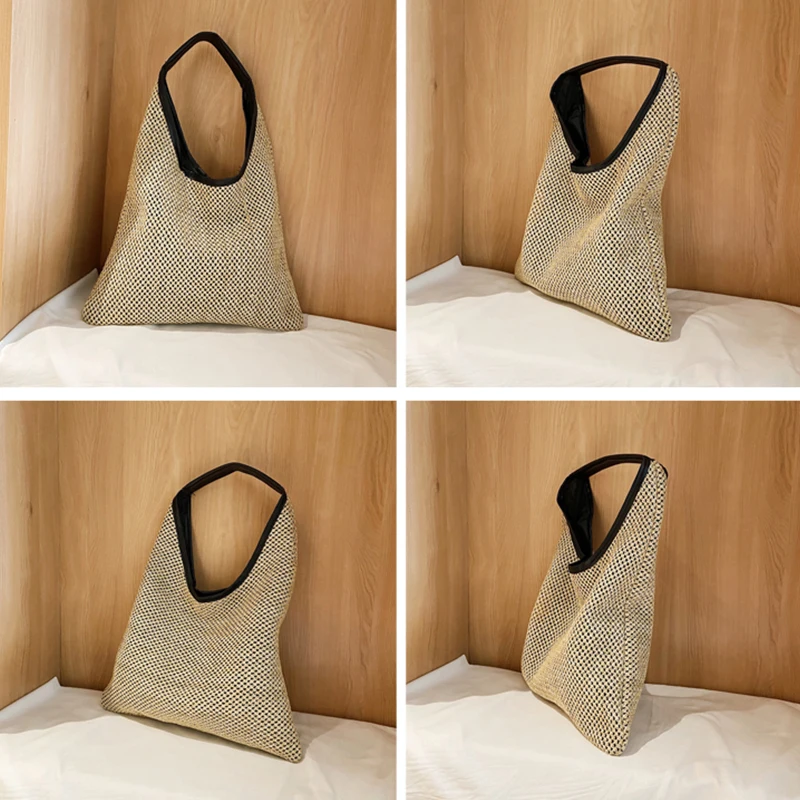 Плетеные женские сумки на плечо из ротанга модные вместительные пляжные