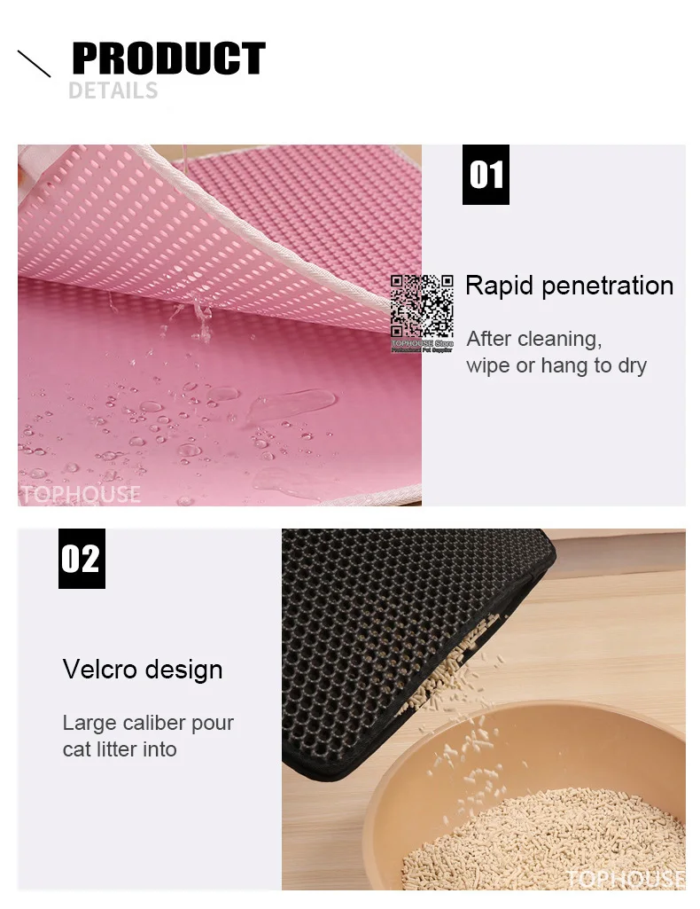 

Waterproof Pet Cat Litter Mat Foldable EVA Double-Layer Cats Mat Bottom Non-slip Pet Litter Cat Mat Layer Pet Litter Catcher Mat