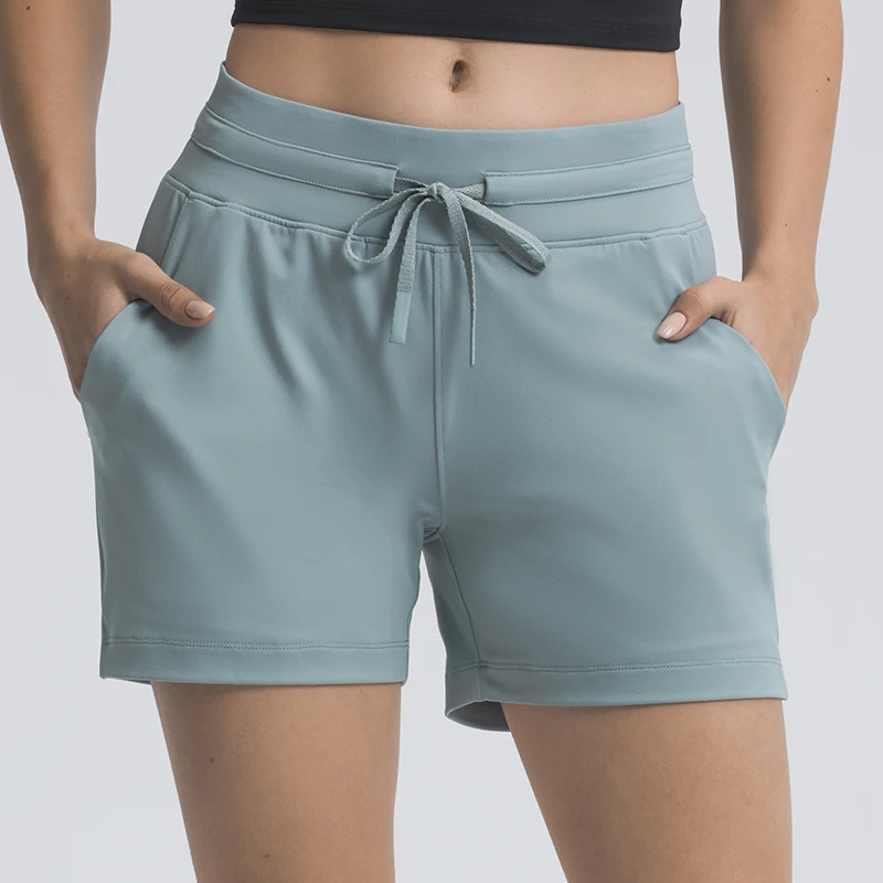 

Summer Quick-Dry Drawstring Waist Running Shorts Women Sports Workout Shorts Gym Athletic Shorts with Pockets 4 Inches